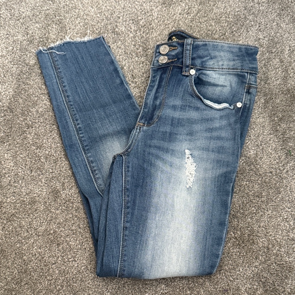 Indigo Rein Blue Distressed Skinny Jeans